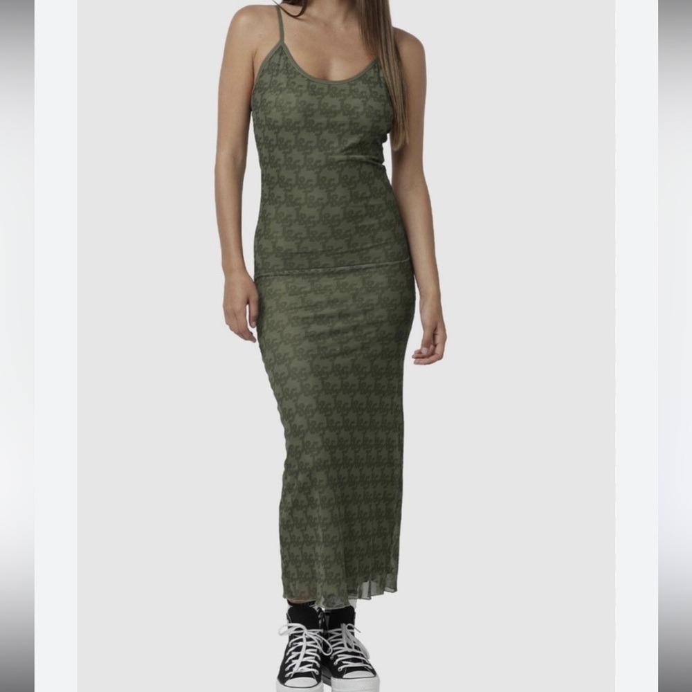 Jagger & Stone‎ Jgr Stn Demi Mesh Adjustable Straps Maxi Dress Green Size US 4